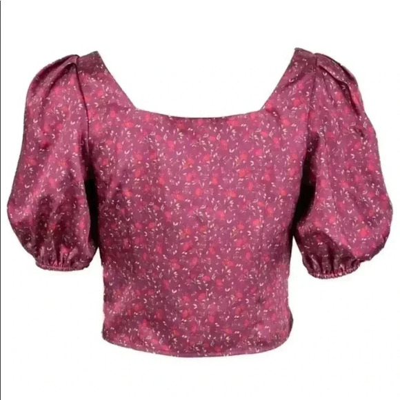🆕Senlis Whispy Rose Michele Puff Sleeve Top S🆕 - Picture 4 of 15
